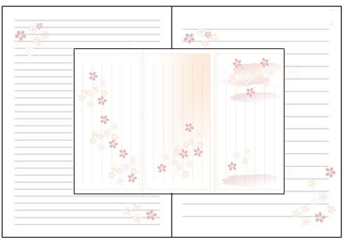 桜 いろいろ 便箋２ Officeで描画